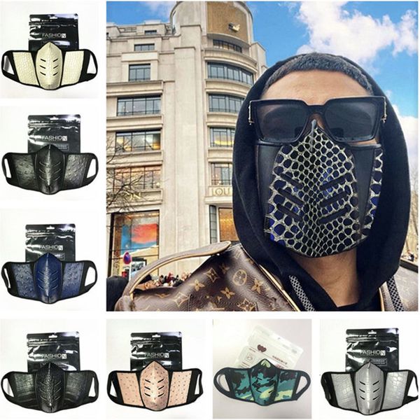 Unisex Cartoon Gesichtsmaske Strauß Hautdesign Staubdichte Anti-Fog S männer frauen pu-leder mode mund abdeckung schützer 18 farbe