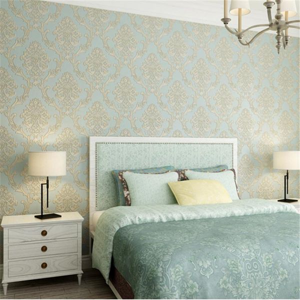 

wallpapers wellyu european non-woven wallpaper thickening 3d stereo pressure damascus bedroom living room background