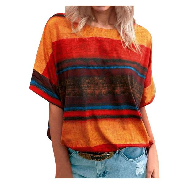 

women's blouses & shirts womens gradient contrast blouse ladies casual summer short sleeve fashion loose female, White