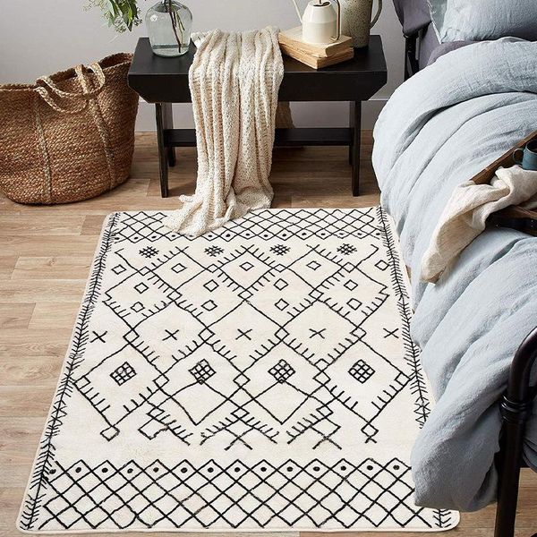 

carpets nordic geometric rectangle soft carpet bedroom living room decoration floor bathroom kitchen fluffy faux fur rug