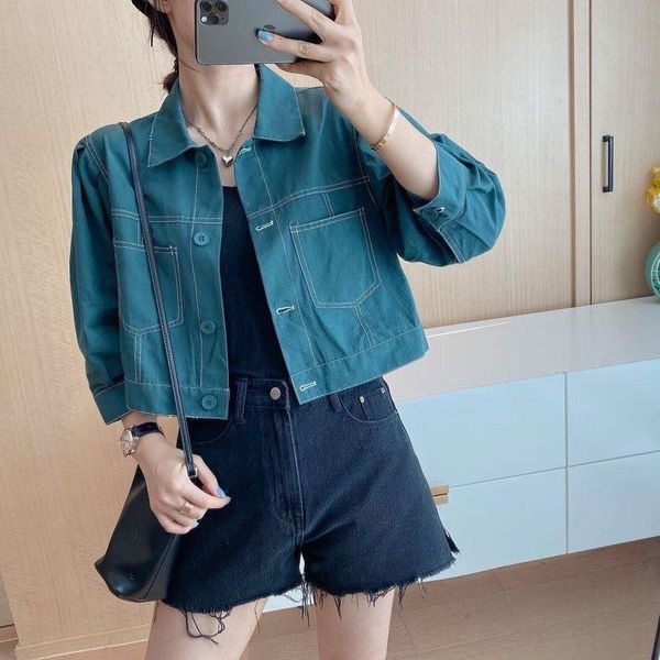 

women's jackets denim women coat spring and autumn for jeans single breasted coats feminine clothing, Black;brown
