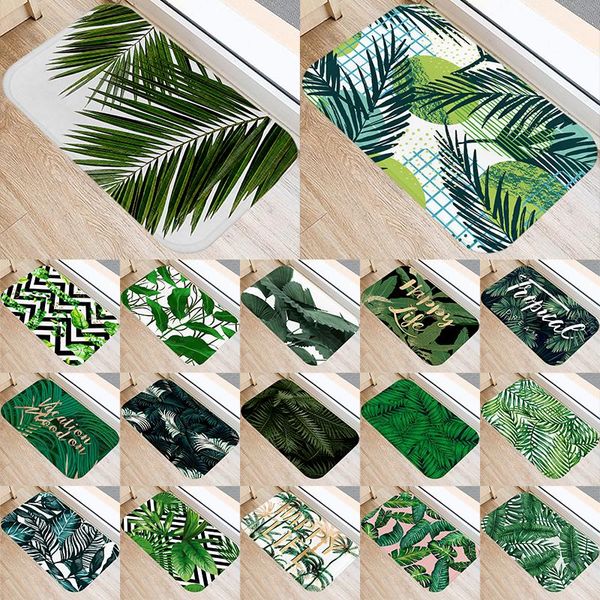 

carpets tropical palm leaf cactus monstera pattern 40*60 door mat coral velvet carpet doormat indoor floor mats anti-slip rug 48223-5