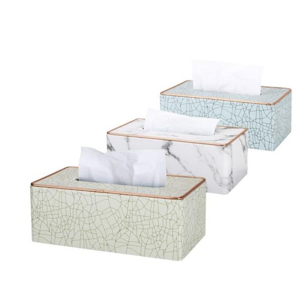 

tissue boxes & napkins nordic marble napkin box creative pu leather portable elegant moisture-proof locker light luxury home decoration
