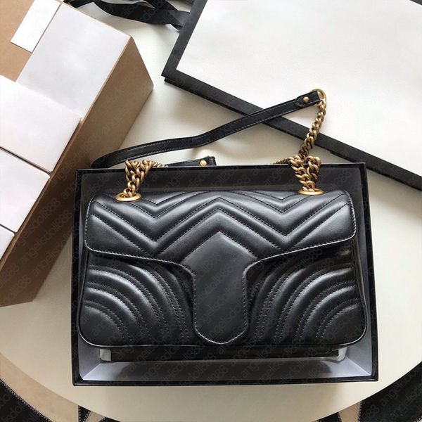 Luxurys designer donne nude marm0nt piccole borse a catena zig zag cuore trapuntato top 7a borsa a tracolla in vera pelle di vacchetta di qualità con codice data 22 cm