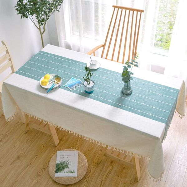 

table cloth creative plaid decorative linen tablecloth with tassel waterproof oilproof thicken rectangular wedding dining tea