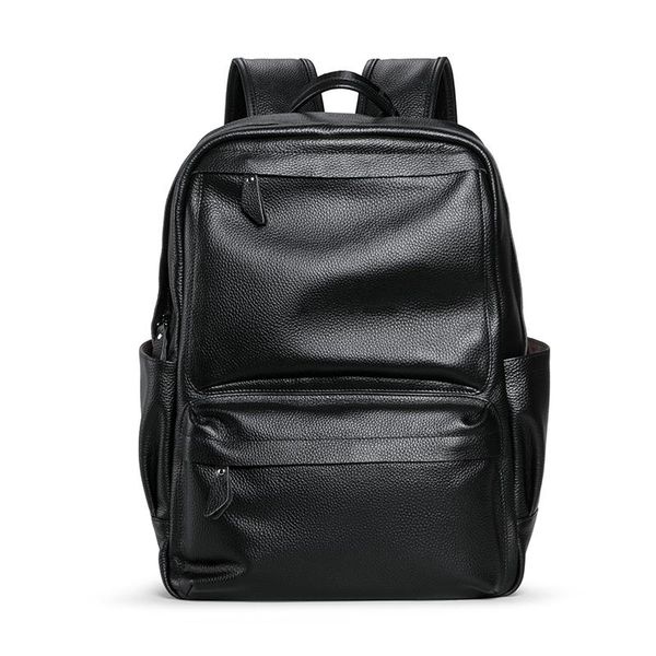 

backpack 100% cow genuine leather men backpacks fashion real natural student boy computer lapbag