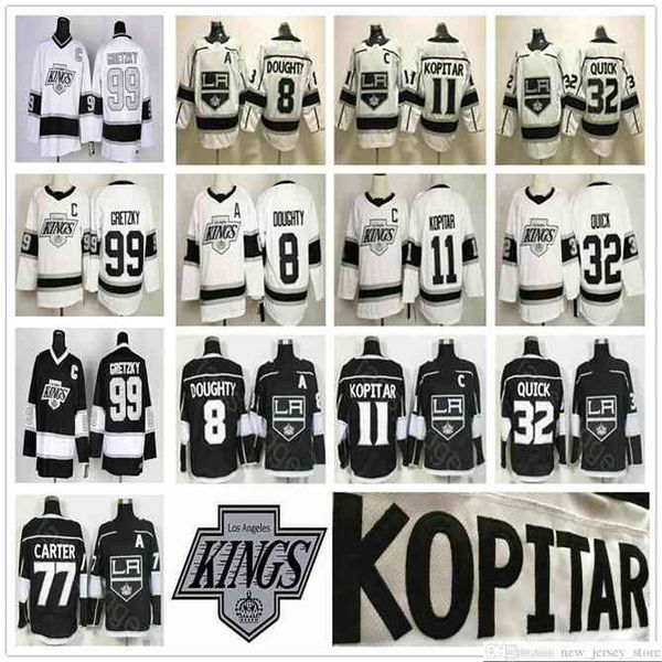 

96 2020 New Los Angeles Kings 90s Era Heritage Hockey Jerseys 8 Drew Doughty 11 Anze Kopitar 77 Jeff Carter 32 Jonathan Quick 99 Wayne Gretzky, Black