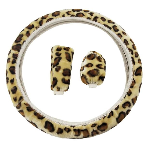

steering wheel covers no rubber ring elastic leopard print plush cover fluffy