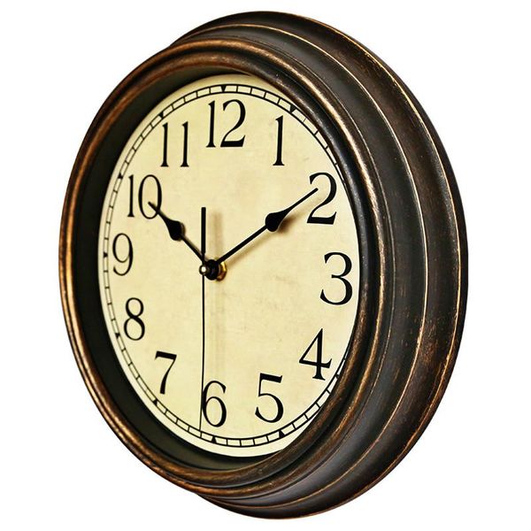 

wall clocks 12-inch round classic clock retro non ticking quartz decorative