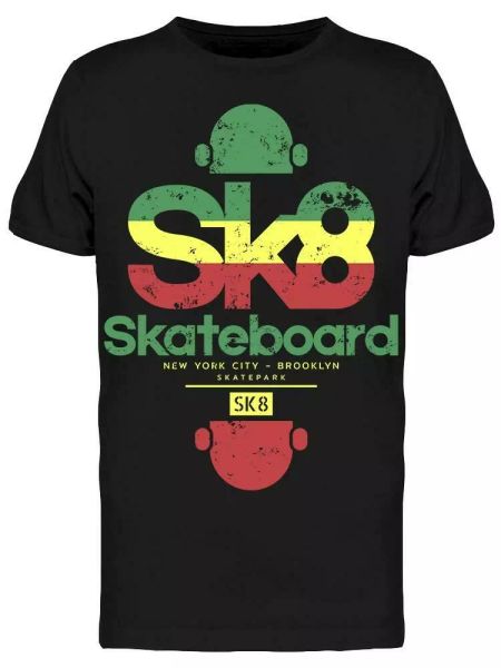 

skateboarding reggae tee men's -image by shutterstock, White;black