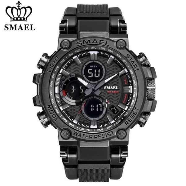 SMAEL Herren Sportuhren Digital Double Time Chronograph Uhr Herren LED Chronometer Wochenanzeige Armbanduhren montre homme Stunde 210804