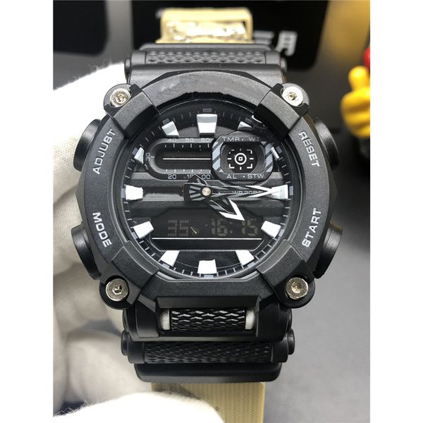 

led sports watch ga-900 fashion dial large area texture metal color designer men and women outdoor light diving (gift box packaging) wwxxx, Slivery;brown