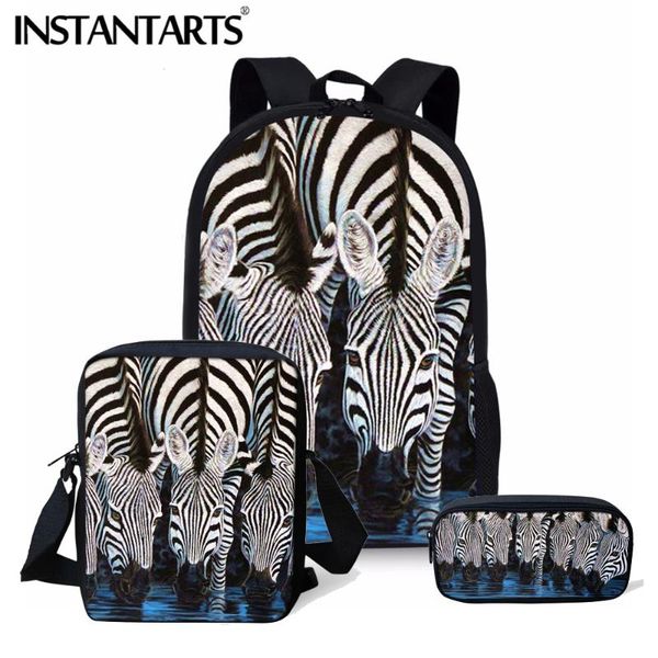 

cute zebra animal printed men backpack set for school bag middle/high book kid cartoon satchel bags