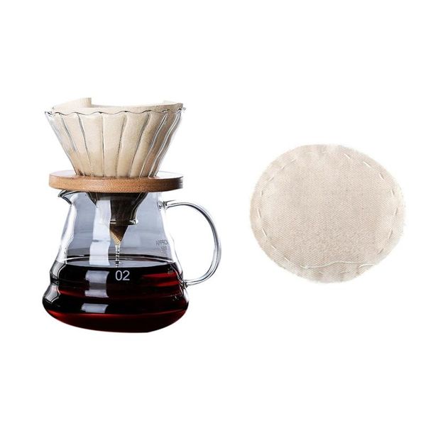 

coffee filters 40x reusable filter cloth special linen & 1set wooden brackets glass dripper and pot set-c
