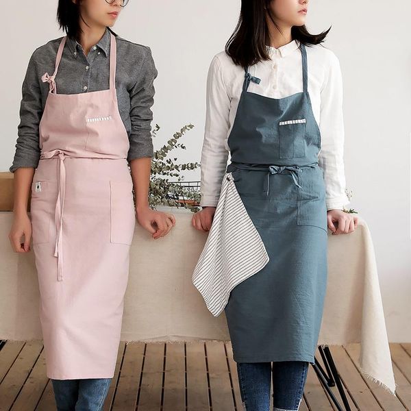 

aprons 2021 nordic wind cotton long apron bib coffee shops and flower work cleaning for woman