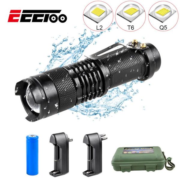 

rechargeable led torch waterproof 3 mode lighting q5/t6/l2 outdoor camping lantern 18650 battery zoomable flashlights torches