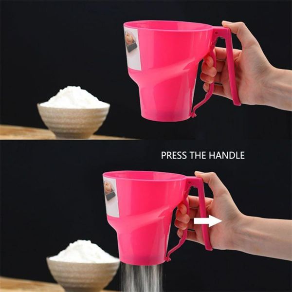 

funnel shaped flour sifter fine mesh powder sieve icing sugar manual cup home kitchen baking pastry tools &