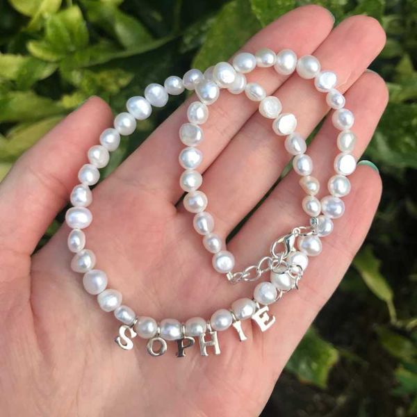

chokers name necklace personalised pearl real jewelry freshwater, Golden;silver
