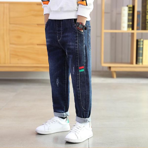 

jeans ienens 4-13 years kids boys classic pants denim clothing children clothes baby boy casual bowboy long trousers pant, Blue
