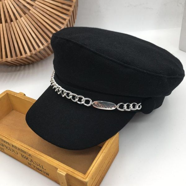 

visors fall and winter of the small female beret hat japanese wool face little joker navy cap male restoring ancient ways engla, Blue;gray