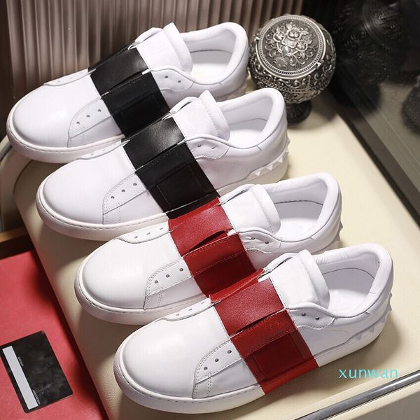 

new couple dress shoes fashion men women leather breathable casual shoes open low sports sneakers with box large size 35-46, Black