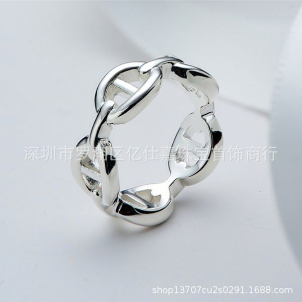 

pig nose female s925 silver oval index finger tail ring
