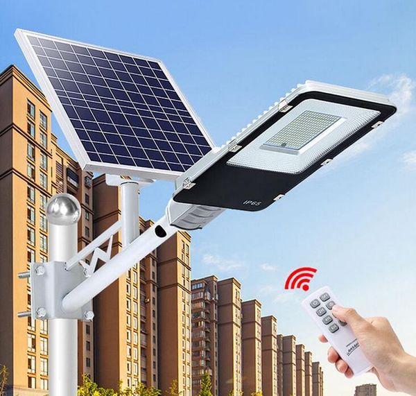 Upgrade Solar Redar Sensor Street Light Lampada da parete a LED 20/40/70/100/200W 5630SMD Iluminaci￳n luci farola con telecomando e palo