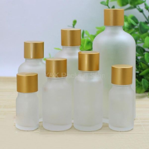 

storage bottles & jars 5ml,10ml,15ml,30ml,50ml,100ml frosted clear glass essential oil bottles,empty vials,matte gold aluminum cap