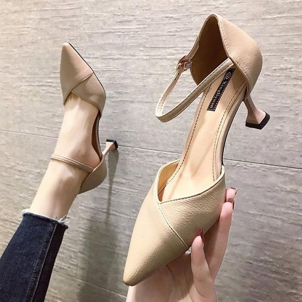 

ladies heels shoes women pointed stiletto high heel lady wedding party pumps female mules baotou sandals hollow single dress, Black