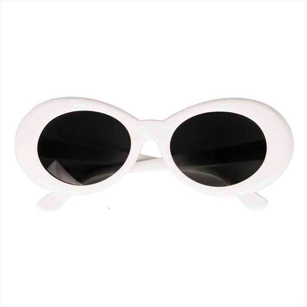 

2 pieces sunglasses thick frame flat lenses oval shape clout goggles ornament festivals costumes, White;black