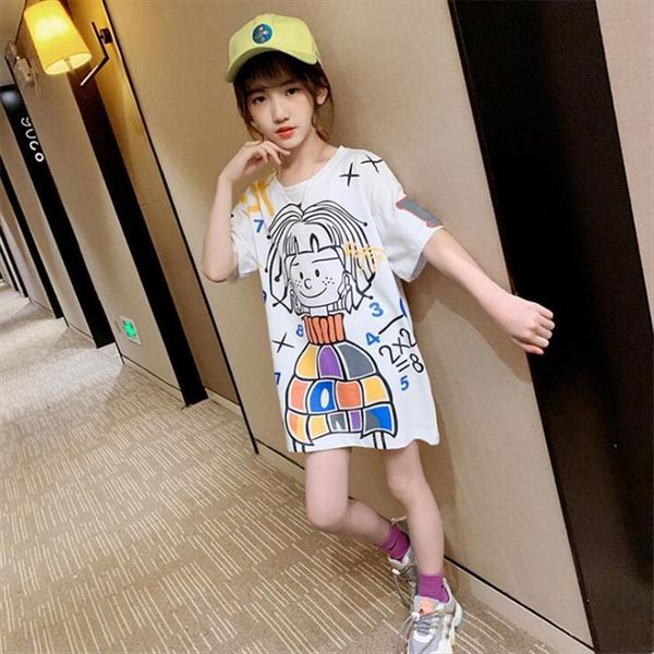

3 18y teens girls girl dress t shirt summer princess kids cartoon print, Red;yellow