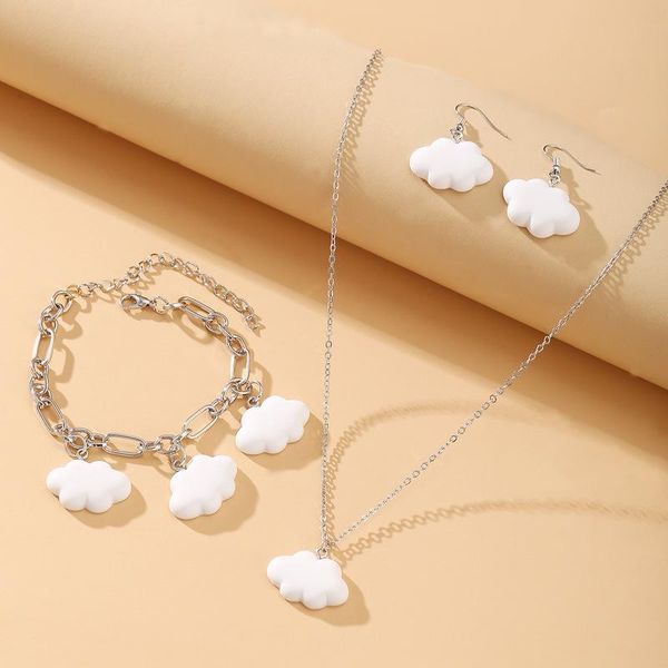 

pendant necklaces allme creative white arcylic cartoon cloud necklace for women ladies silver color thin chain accessories