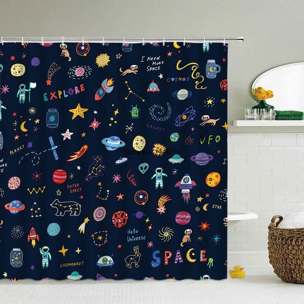 

shower curtains 3d print bathroom cartoon starry sky space earth waterproof fabric decor large size baby bath screen