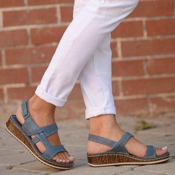 

sandalia feminina women sandals 2021 wedges shoes summer hollow out wedge buckle chaussures femme patform, Black