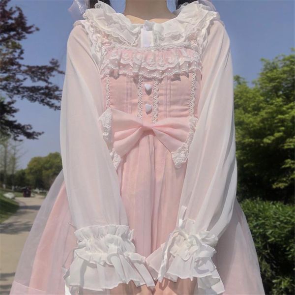 

women's blouses & shirts 2021 japanese spring autumn women lolita shirt ruffled collar white black sweet jsk blouse cute kawaii ruffles