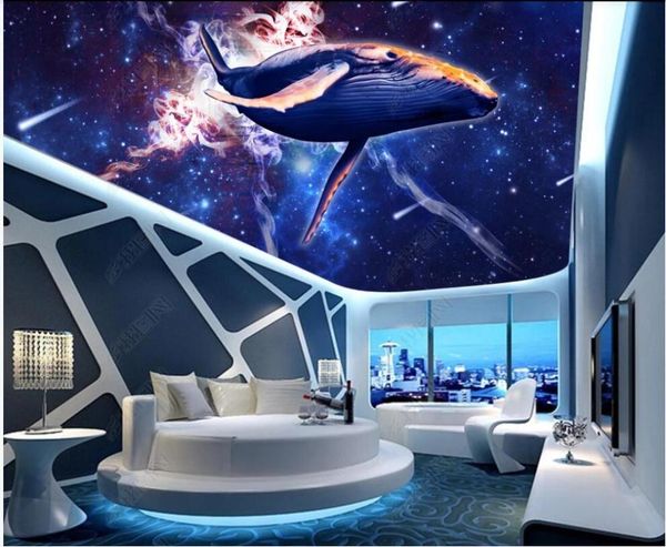 

wallpapers custom po 3d wallpaper ceiling mural fantasy sky universe starry whale home decor wall murals in the living room