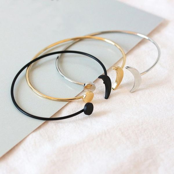 

charm bracelets boho bangle round moon gold-color alloy bracelet women open party wedding jewelry accessories adjustable, Golden;silver