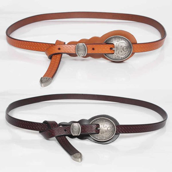 

vintage metal buckle head waist belt womens medeival larp viking costume accesory fashon thin waistband straps curved for lady p0817, Black;brown