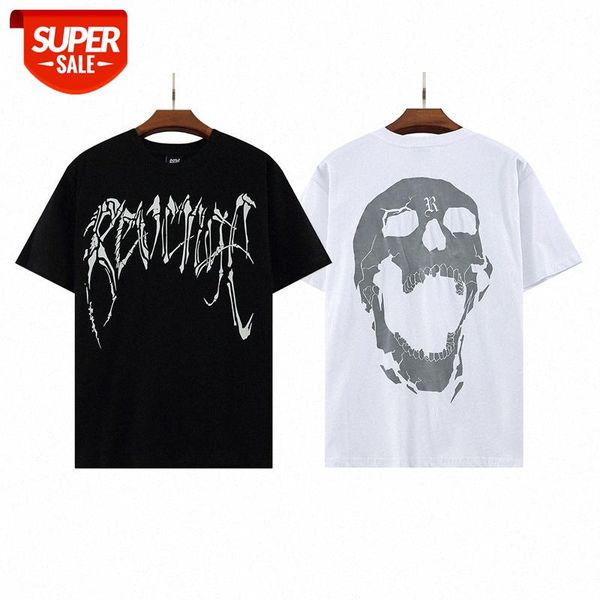 

waidan revenge hip-hop skull loose half-sleeved couple t-shirt #xt6j, White;black