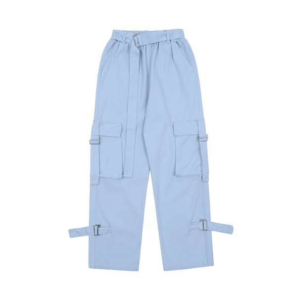 

pants fashionable the belt multi pocket overalls men's high street brand ribbon loose straight trend casual, Black