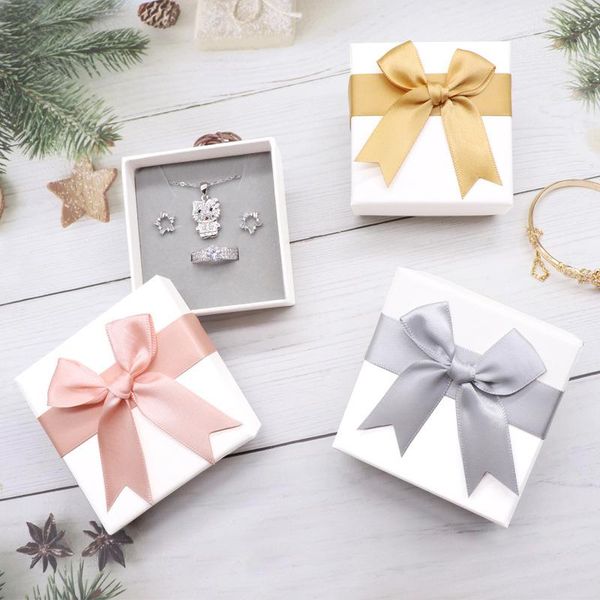 

jewelry pouches, bags gift box packing ring bow high-end necklace spot wholesale, Pink;blue