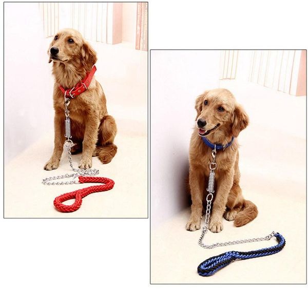 

dog collars & leashes absorbing leash indestructible large safety gold metal with spring durable comfortable and breathable stylish
