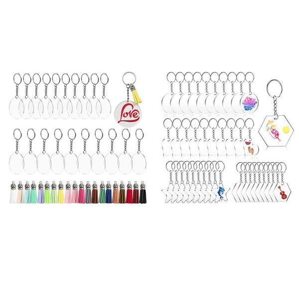

hooks & rails 80pcs acrylic transparent circular disc key chain with 40pcs clear keychain blank