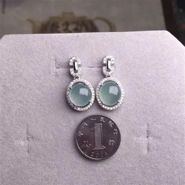 

dangle & chandelier natural chalcedony oval diamond shining craft earrings light luxury designer original charm ladies brand silver jewelry