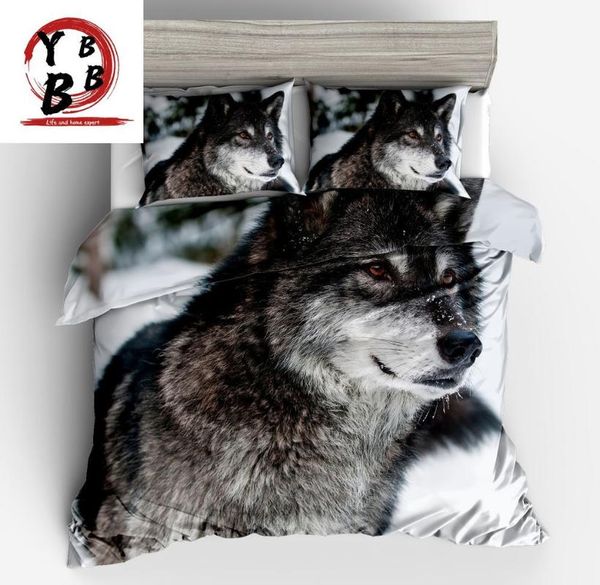 

bedding sets luxury 3d wolf set  king size duvet cover pillowcase cartoon lovely animal quilt good quality bedclothes