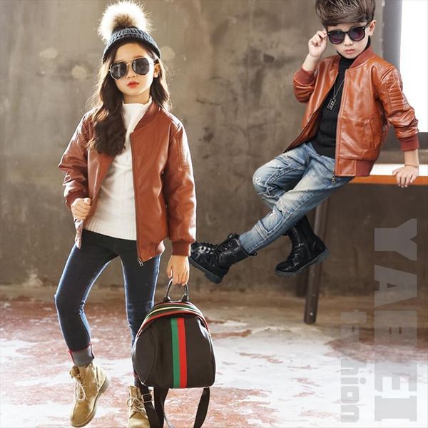 

children leather coat girls spring and autumn clothing korean boys pu jacket, Blue;gray