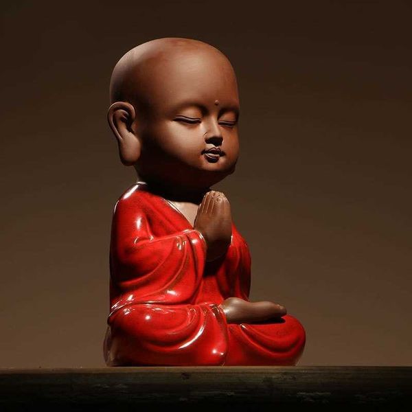 

ceramic large lovely shami office sitting buddha zen praying little monk crafts purple sand porch ornaments