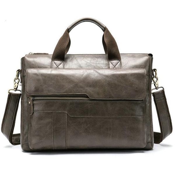 

brand briefcase purse business messenger 14" men's handbag cowhide 100% genuine cow leather shoulder laphand bag briefcases