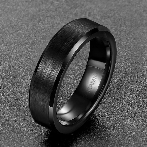 

cluster rings 6mm classic women's black ceramic ring brushed wedding comfort fit fashion female jewelry bague femme size 4 - 12, Golden;silver