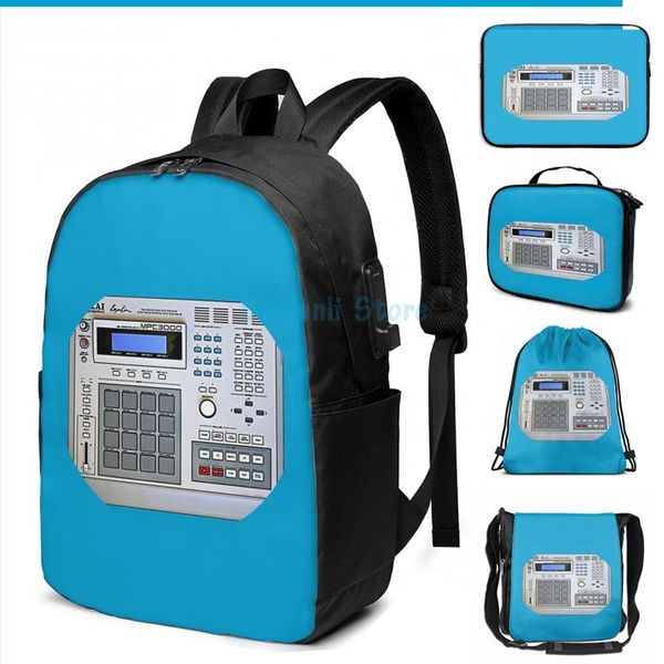 

funny graphic print mpc 3000 beat-maker tribute design usb charge backpack men school bags women bag travel laptop